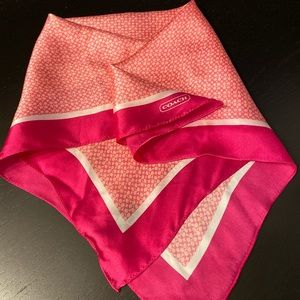 Coach pink logo 100% silk scarf